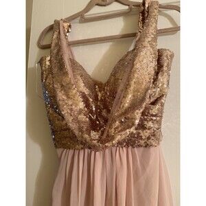 Glitter Rose Gold Dress  for Prom/Wedding/Party  Size 8 Tailor for Height 5 Feet